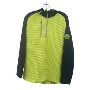 Druids Men's Pullover Hoodie Textured Neon/Navy 1/4 Zip Size Medium